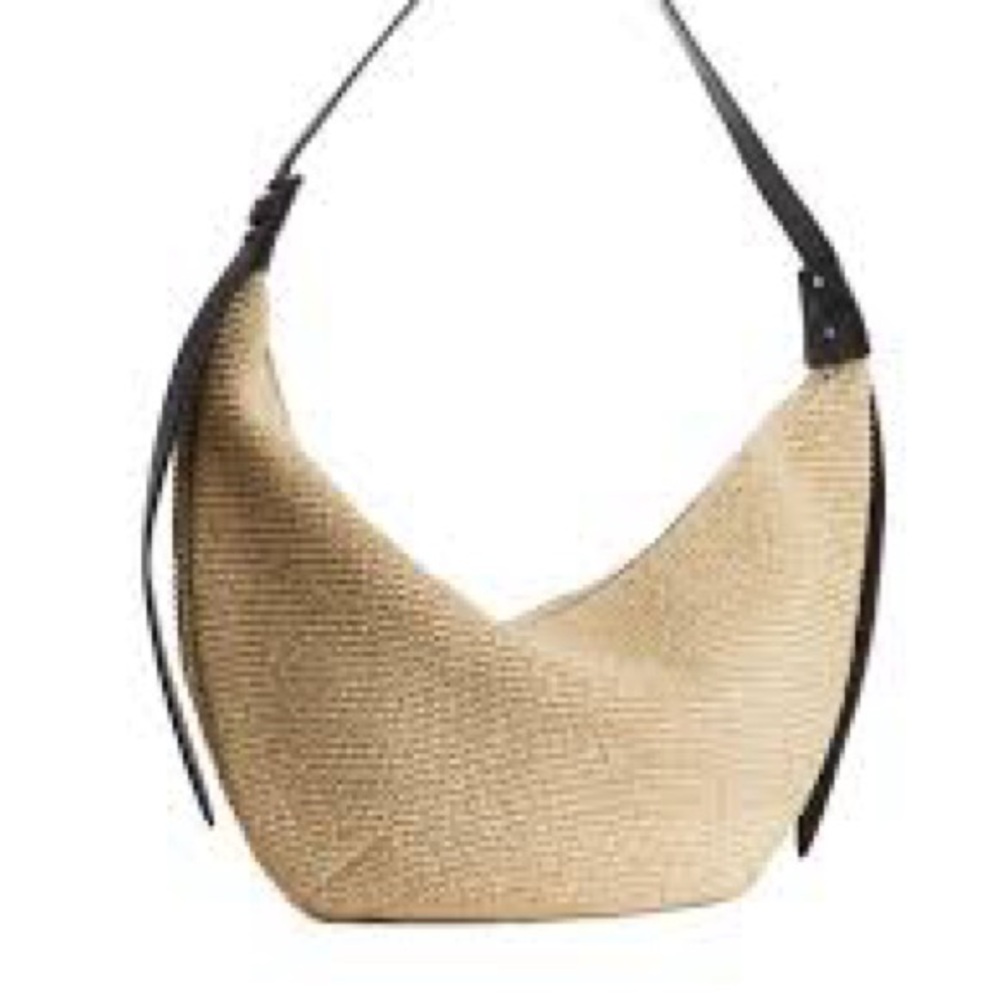 Arket Leather Trimmed Straw Bag
